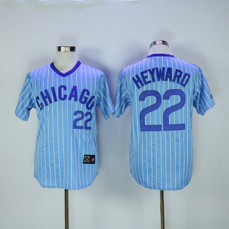 2017 MLB Chicago Cubs #22 Heywaro Blue White stripe Throwback Jerseys